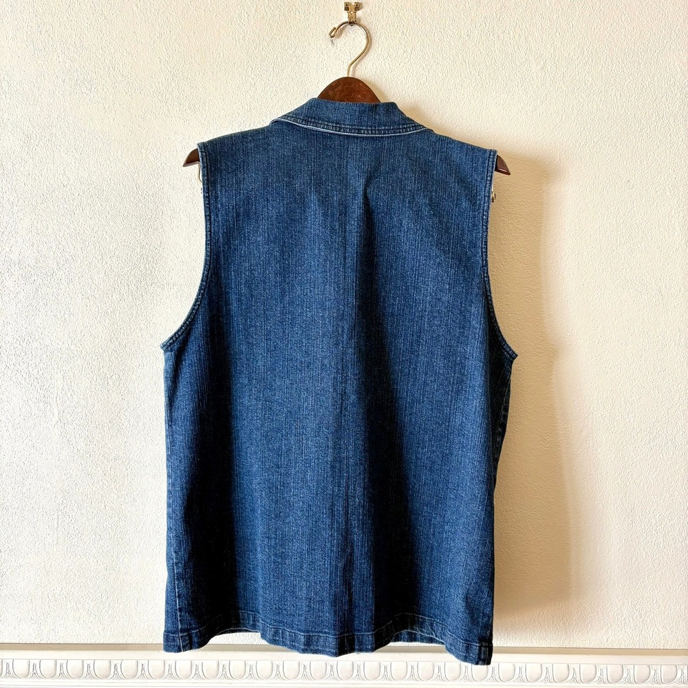Vintage Katina Marie Blue Denim Rhinestone Embellished Vest USA Made Y2K Western - Picture 10 of 10